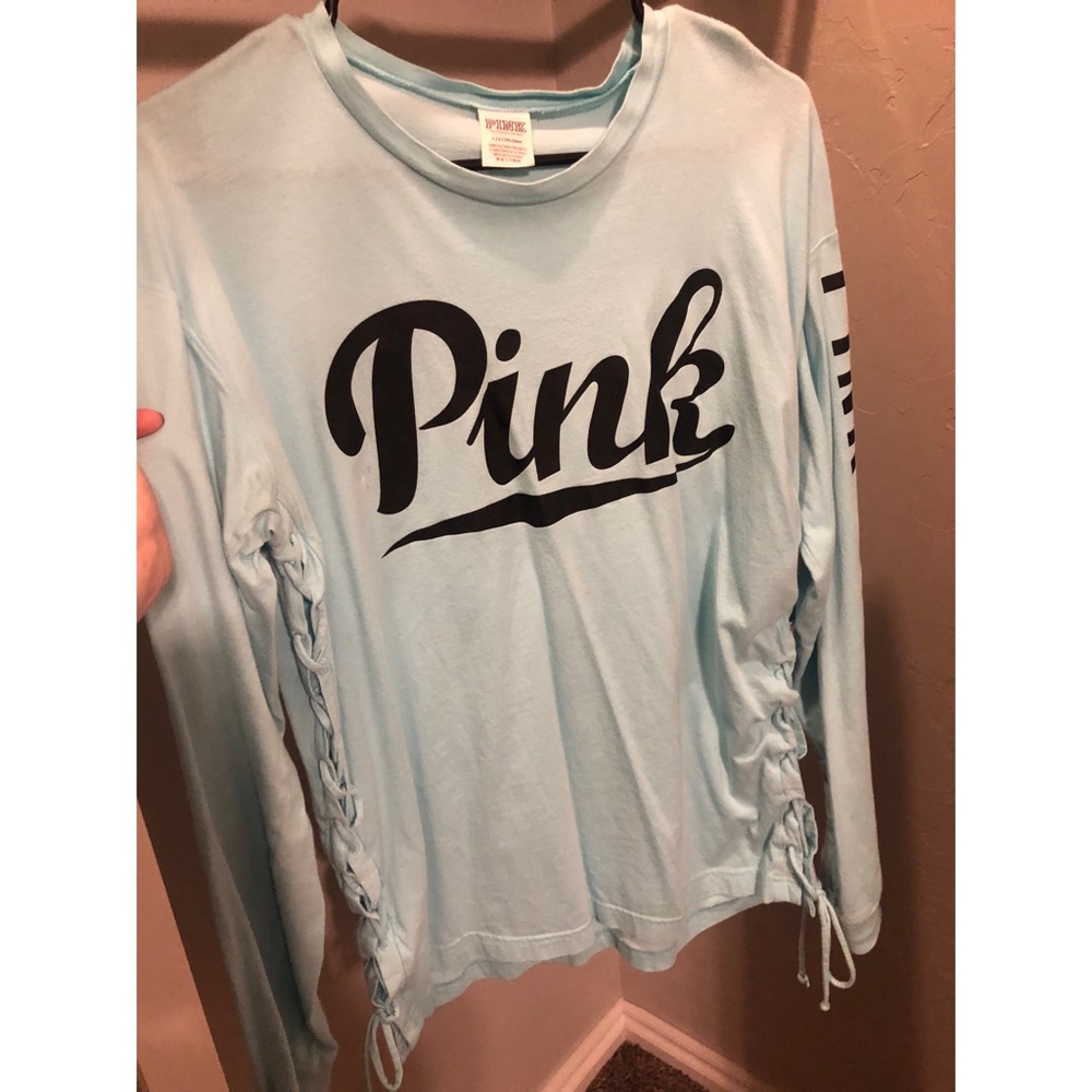 VS Pink Long Sleeve Tie up T-shirt